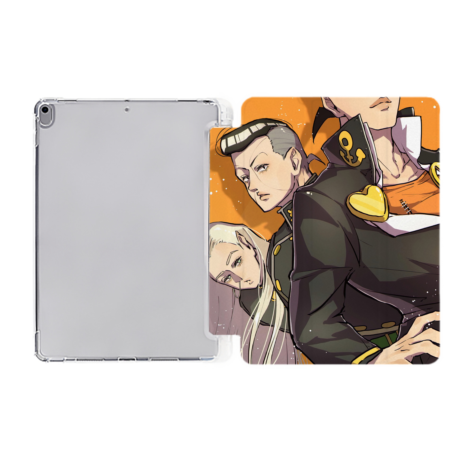 （画像用） ジョジョの奇妙な冒険 JoJo's Bizarre Adventure IPad ケース ペン収納付き 三つ折りスタンド PUレザー×シリコン 対応機種9.5/10.5/10.9インチ
